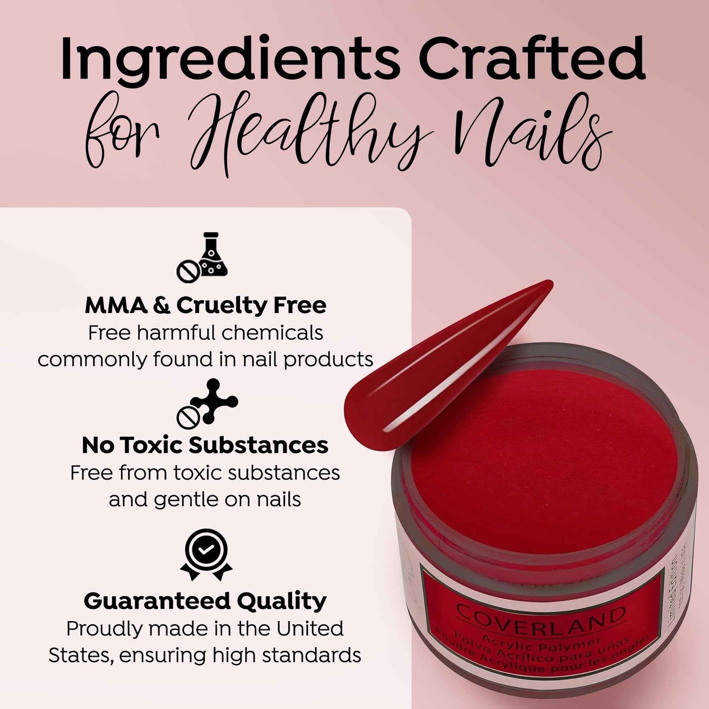 Tones Coverland Acrylic Nail Powder "Candy Cane" - Limited Edition Acrylic Powder for Nail Design, Sculpting, and Masking Nail Bed Imperfections - Professional Acrylic Nail Supplies - (1.5 Oz)