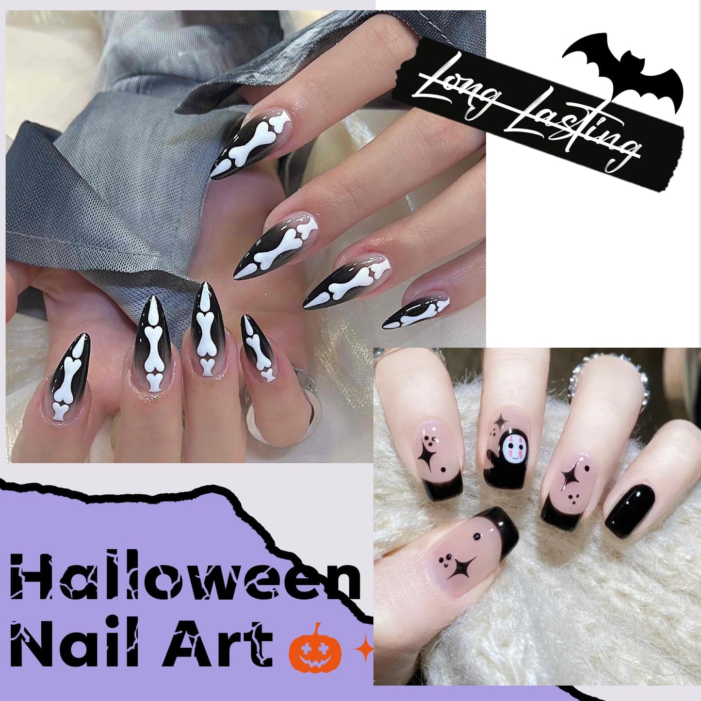 modelones Gel Nail Polish Set, 2 Pcs 15 ML Black and White Gel Polish White Gel Nail Polish Soak Off LED Fall Gel Polish Halloween Nails Art Manicure Home Gift for Women Girl