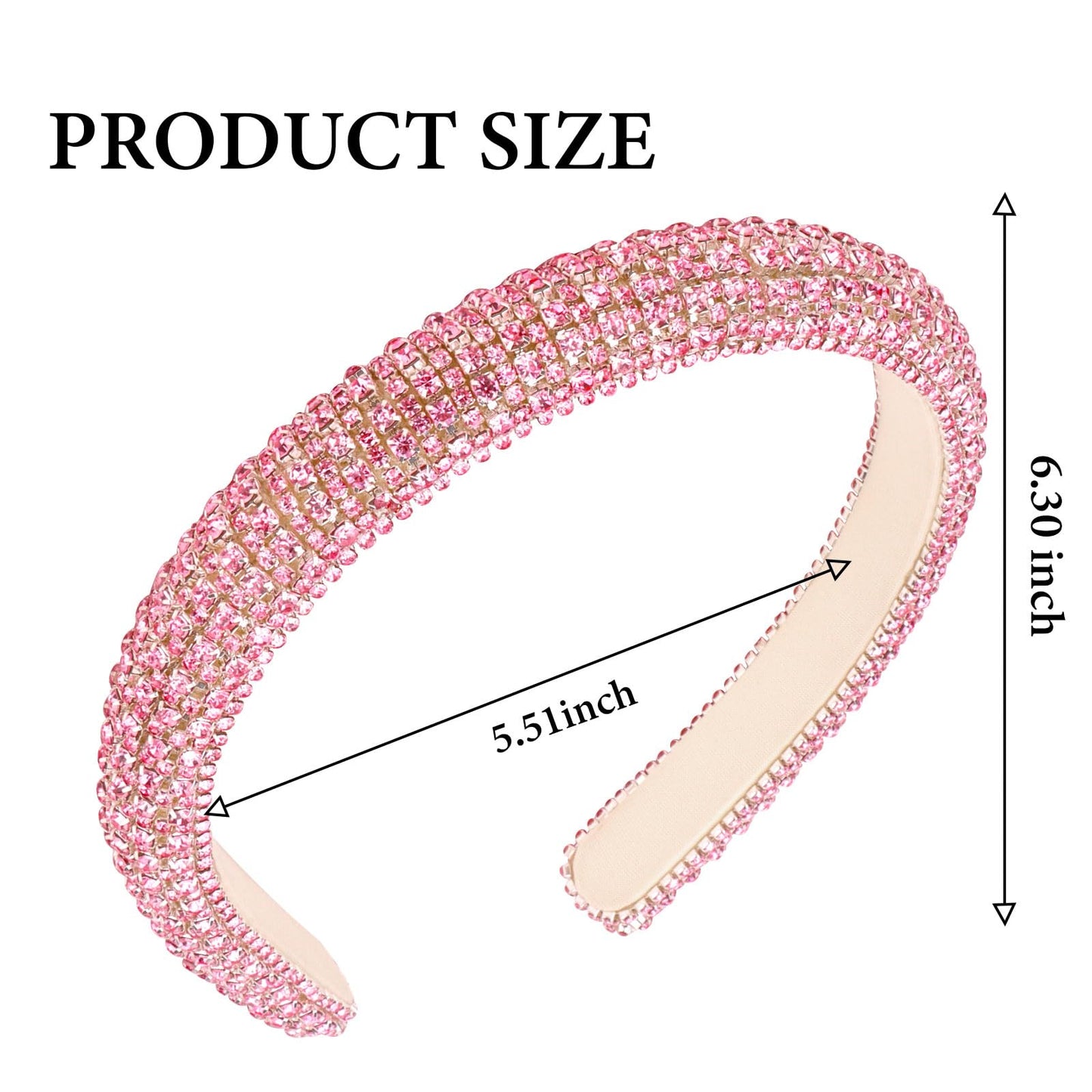 ACO-UINT Pink Rhinestone Headband for Women, Crystal Hairband Diamond Headband Glitter Fashion Headband, Sparkly Jeweled Headband Rhinestone Hair Accessories for Women Girls