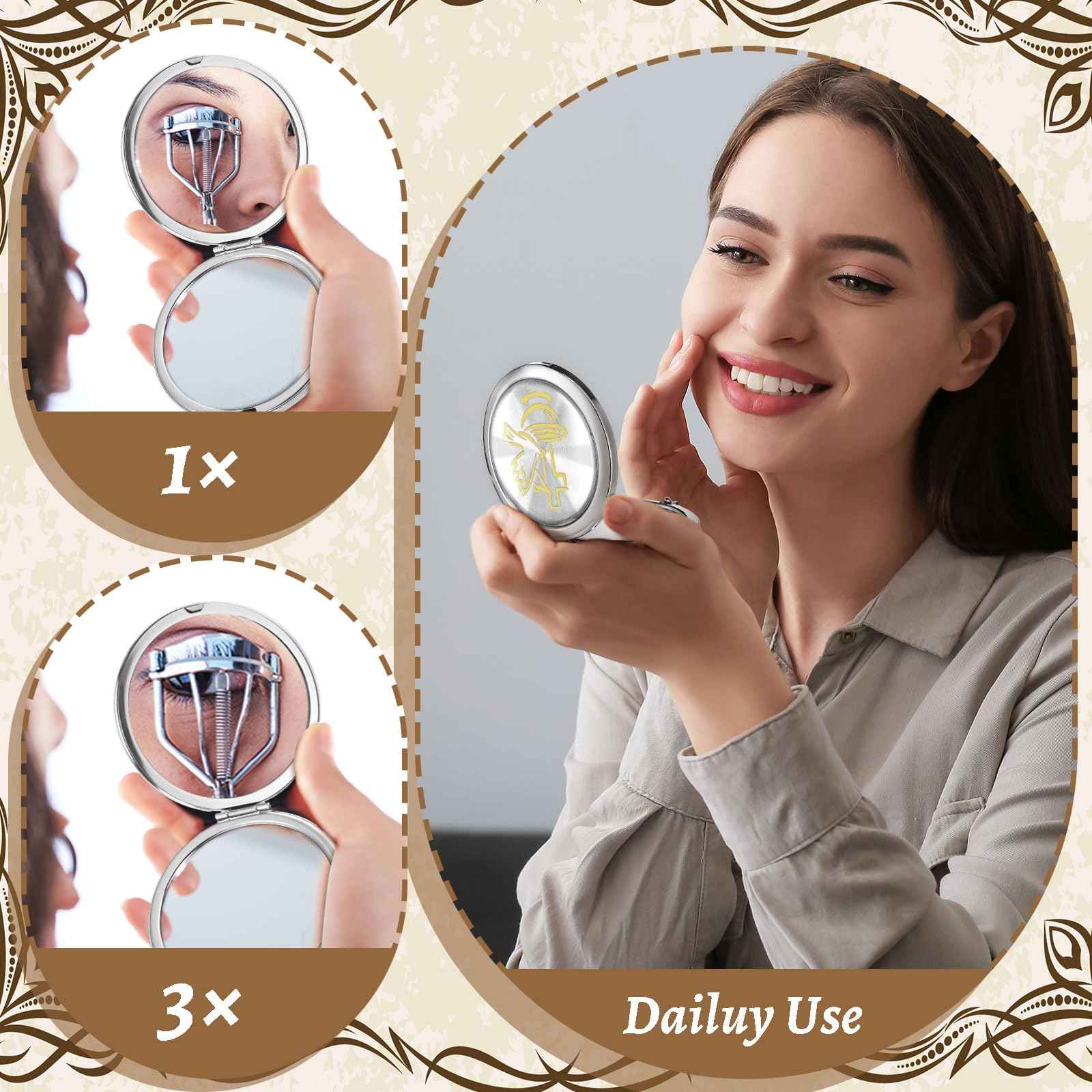 Yerliker 12 Pcs Baptism Compact Mirror Favor Bautizo Recuerdos First Communion Come with Organza Bags Bautizo Recuerdos Holy Spirit Dove Design Compact Mirror Christening Religious Gift for Guest
