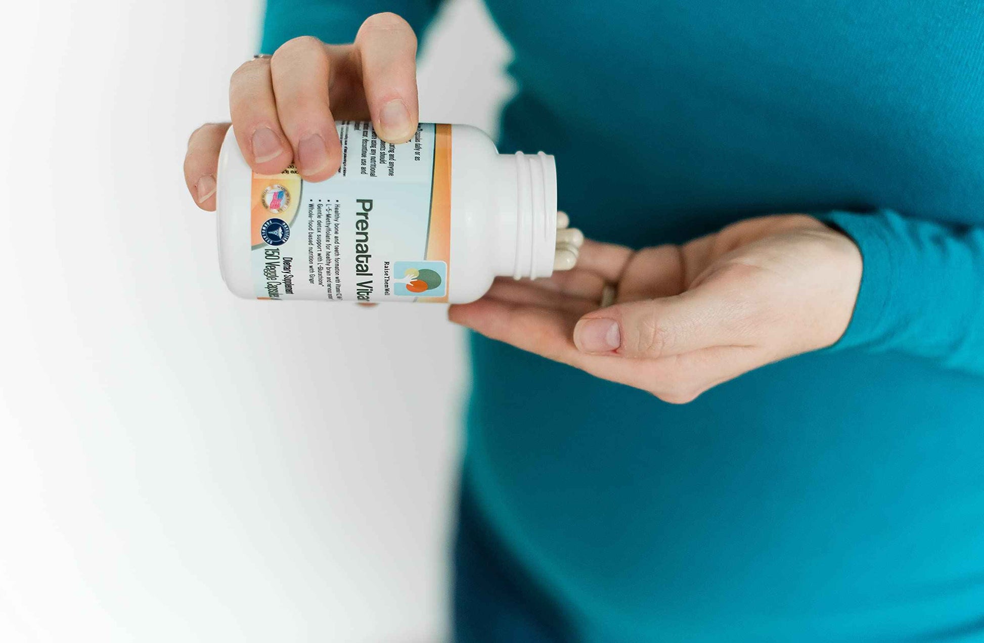 Raise Them Well Prenatal Multivitamin with Methylfolate, K2 MK-7, Glutathione & Iron, Physician Developed, Non-GMO, Supports Healthy Pregnancy, Brain & Bone Development, 150 Veggie Capsules