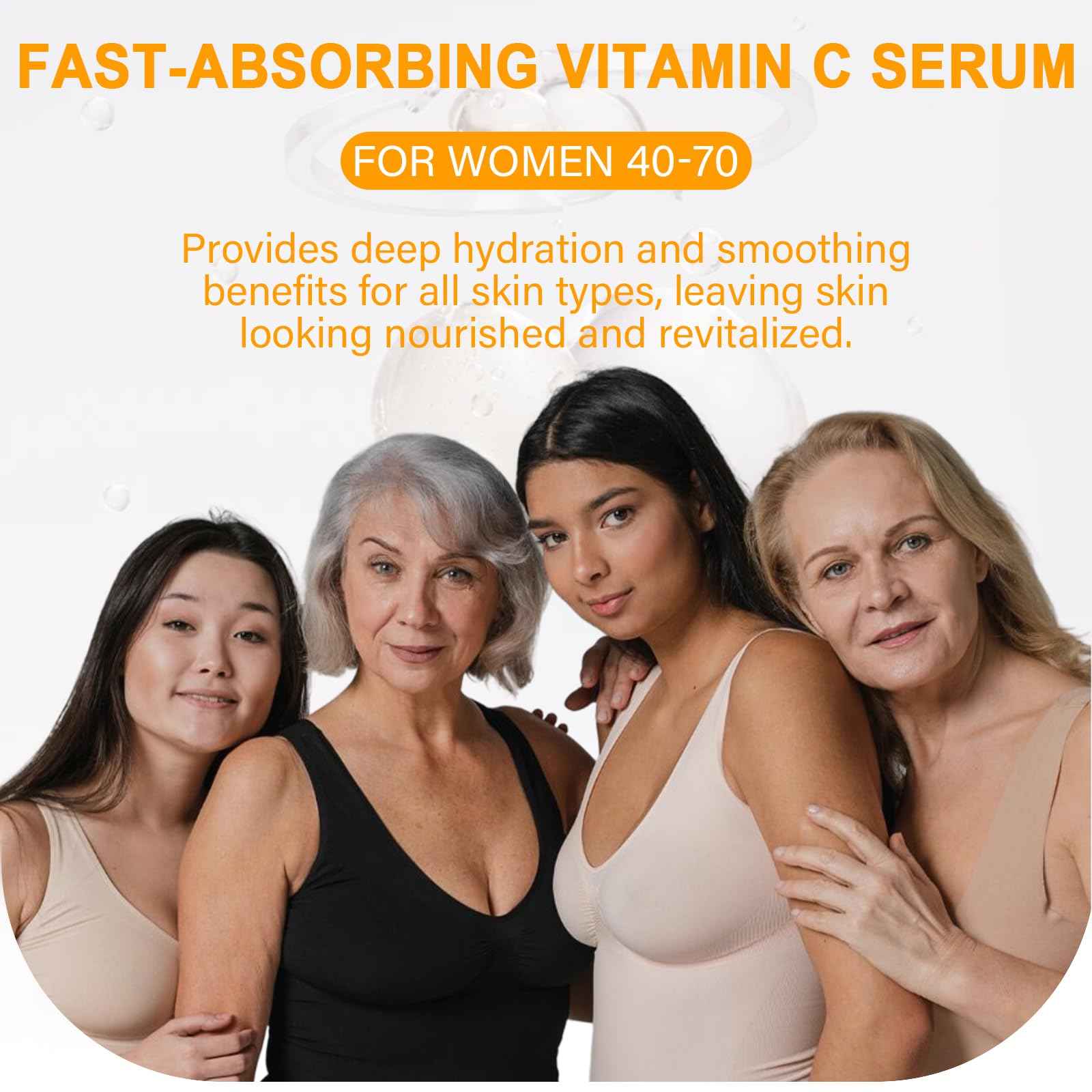 Vitamin C Serum for Women over 70, Vitamin C Serum for Mature Skin Face Hydrates, Firms, Lifts, Targets Age Marks, Wrinkles and Smoothes Skin Texture 1.69 fl oz
