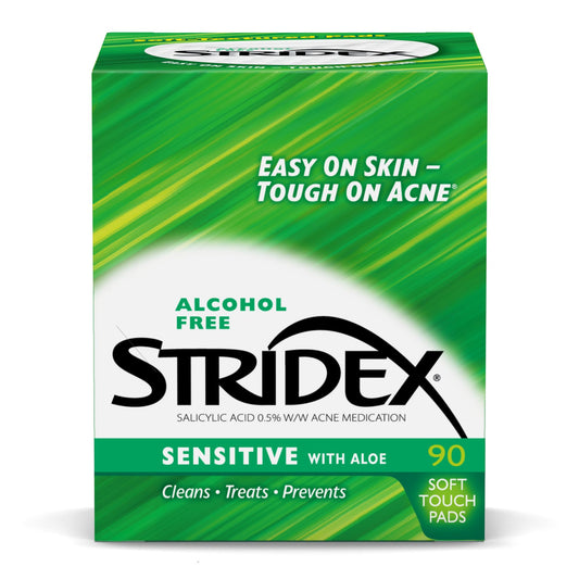 Stridex Medicated Acne Pads, Sensitive, 90-count, (Pack of 3)