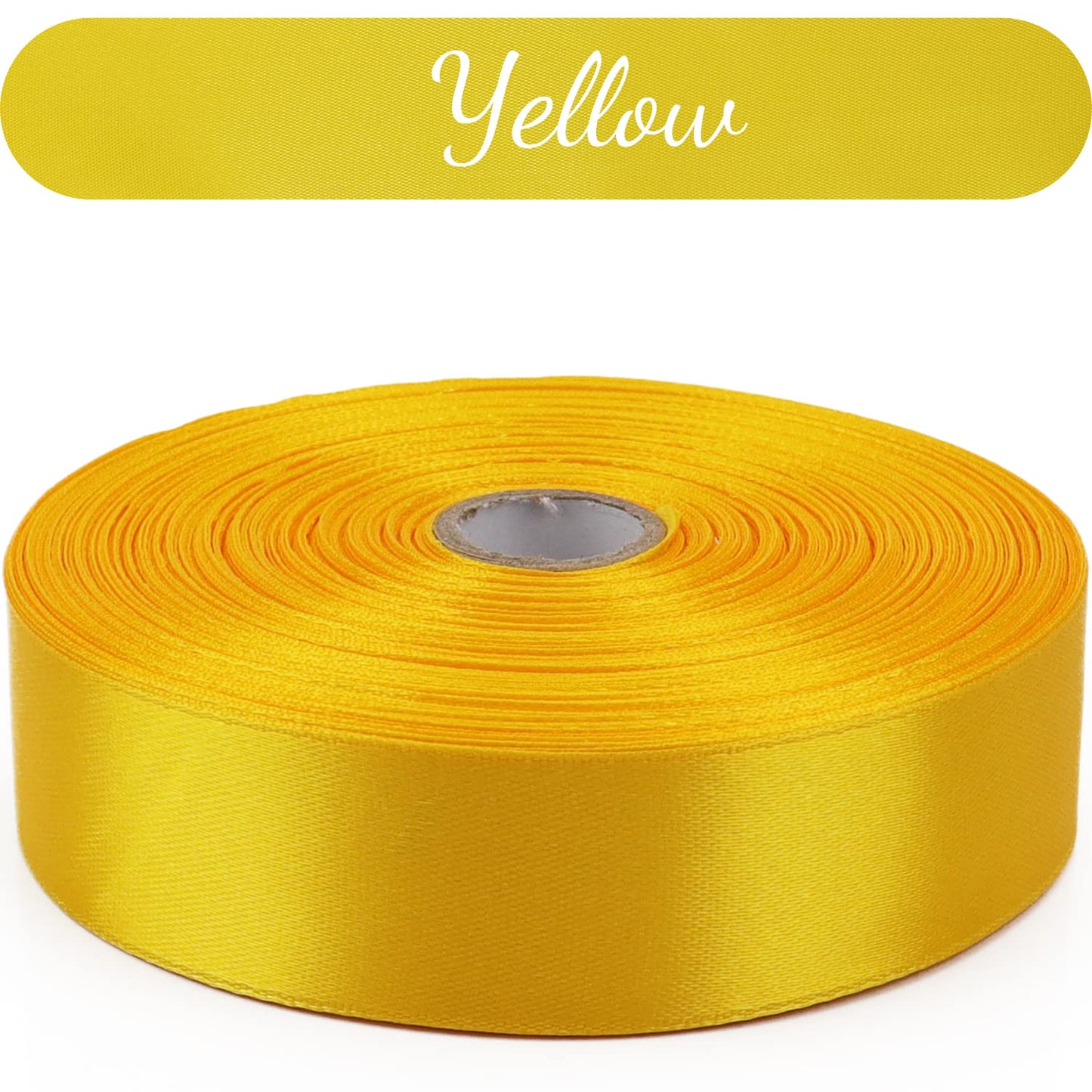 Nsilu 1 inch Yellow Ribbon for Gift Wrapping 50 Yards Perfect Wedding Party Wreath Sewing DIY Hair Accessories Decoration Floral Hair Balloons Other Projects