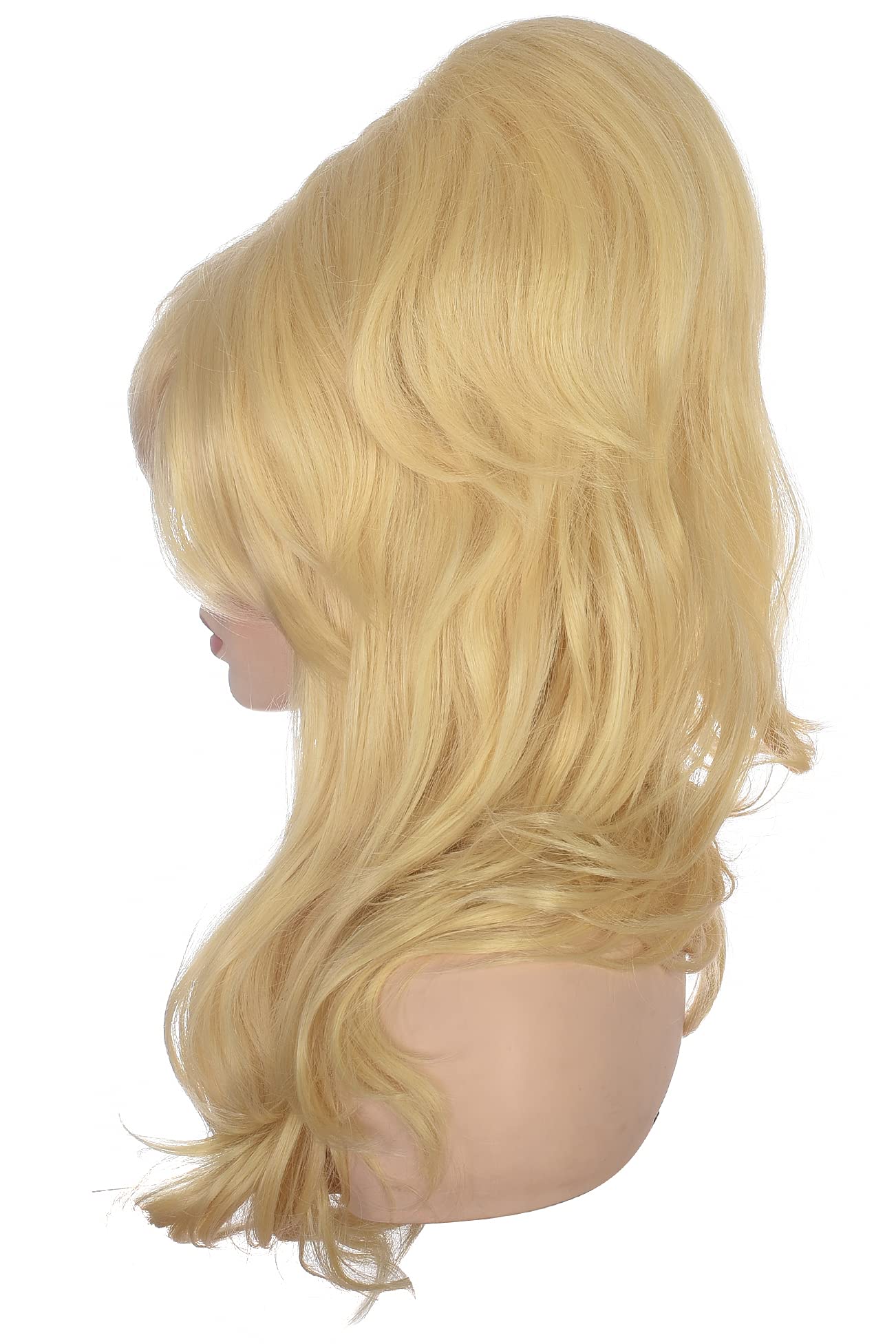 AMZCOS Women Blonde Beehive Wig Long Curly Wavy Bouffant Heat Resistant Synthetic Hair wigs for Womens Vintage Costume Cosplay Halloween Party