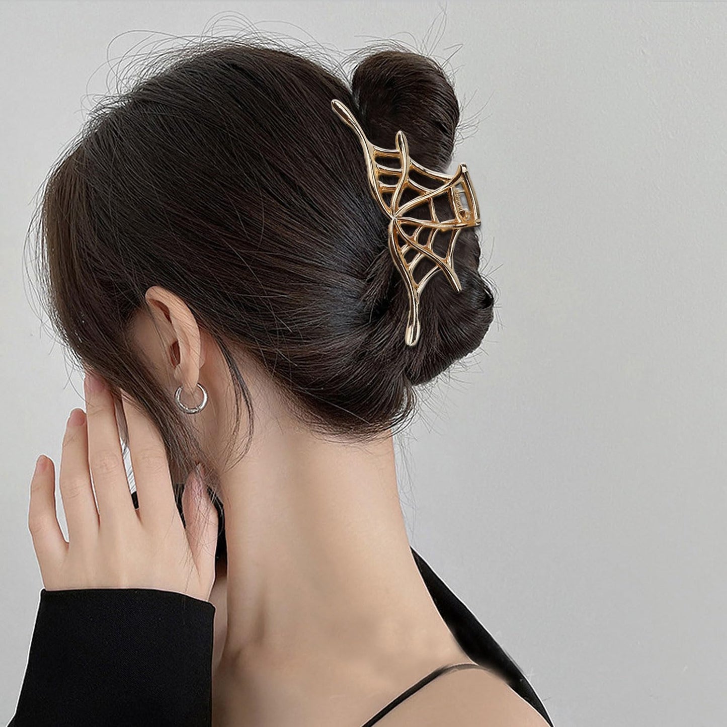 Metal Gold Spider-Web Hair Claw Clips for Women - No Slip Clamp for Thick or Thin Hair, Fashion Jaw Hair Clips