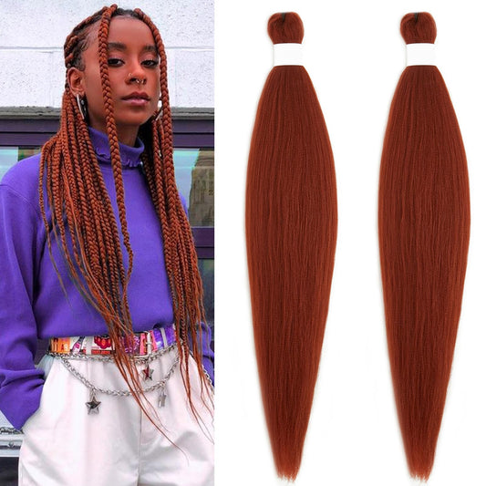 350 Ginger Braiding Hair Pre Stretched Kanekalo Braiding Hair Extensions for Braiding Box Braids Prestretched Braiding Hair 26 inch 2 Packs Natural as Human Braiding Hair Knotless Micro Braids