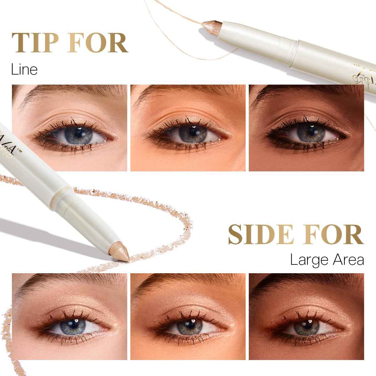 LUXAZA PRO Cream Eye Shadow Eyeliner Makeup Sticks, Highlighter Brightener Pencil Classic-A003 + Multi-use-S1M2