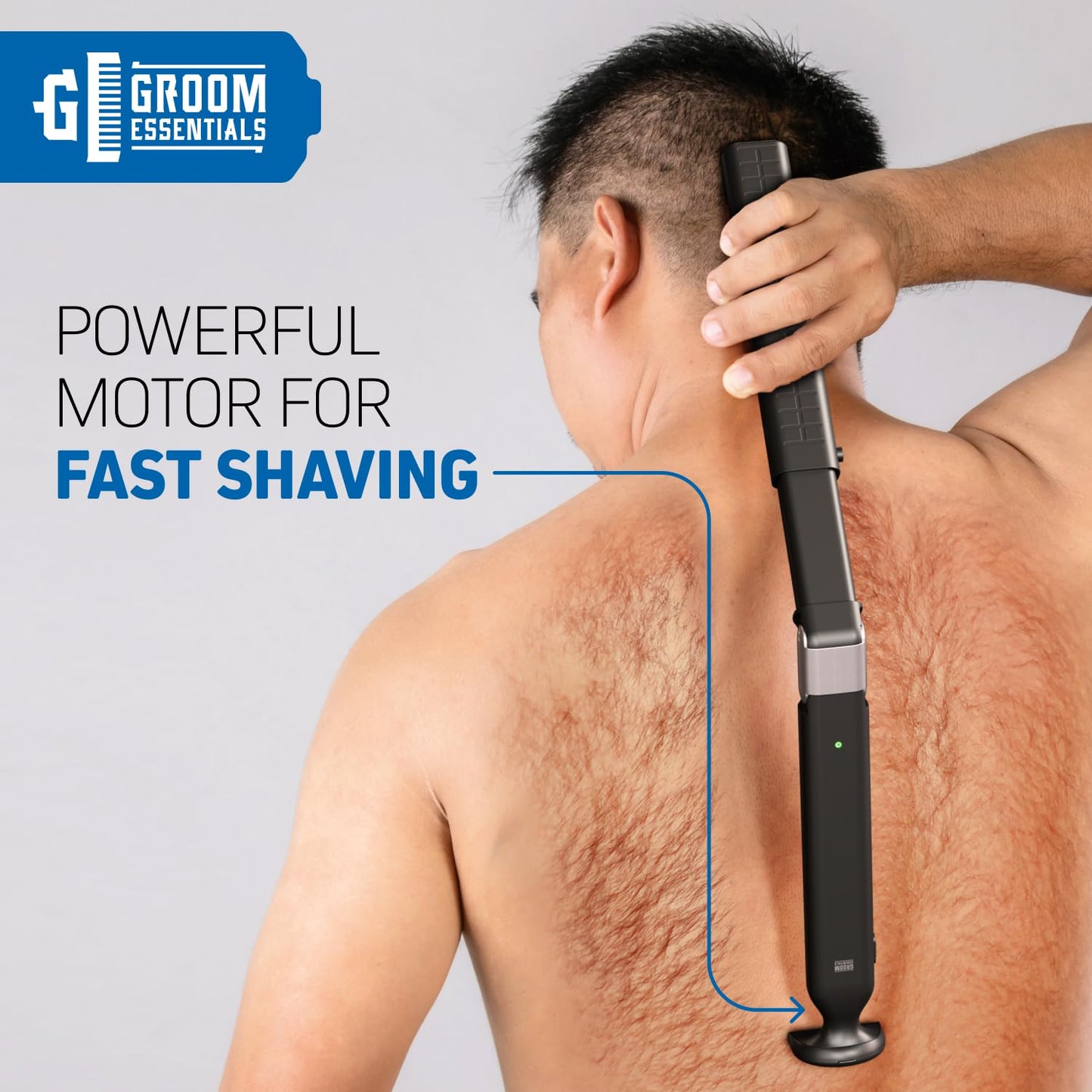 Chargeworx Electric Back Shaver and Hair Trimmer for Men Body Groomer with Extendable Back Blade Electric Razor for Hard to Reach Areas Back Shavers and Manscaping Tool for Men Battery Powered