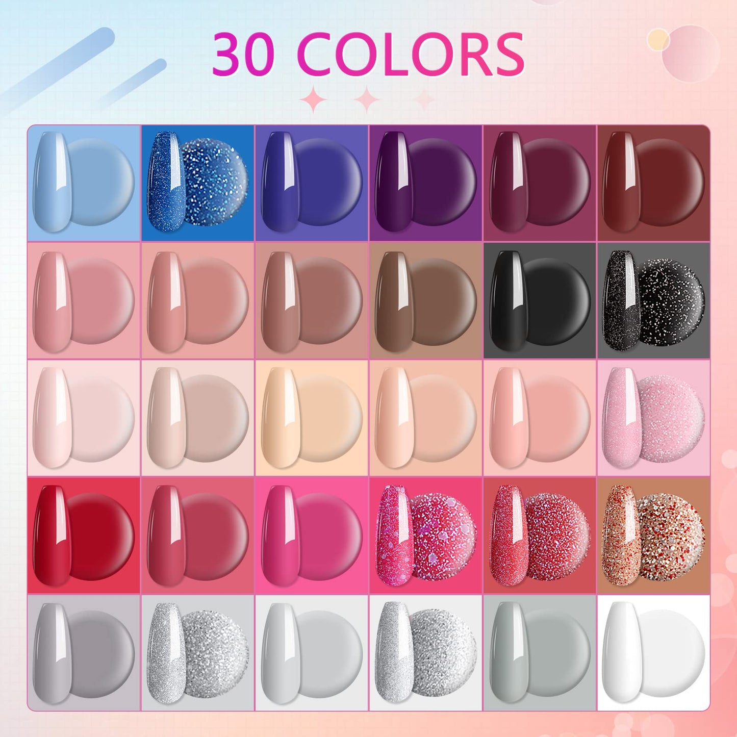 SAVILAND 33PCS Gel Nail Polish Set Christmas Colors Gel Polish Kit 7.5ml Glitter White Nudes Pink Polish Soak Off U V LED Gel with Gel Foundation Base, Glossy & Matte Gel Top Gel Gift for Holiday