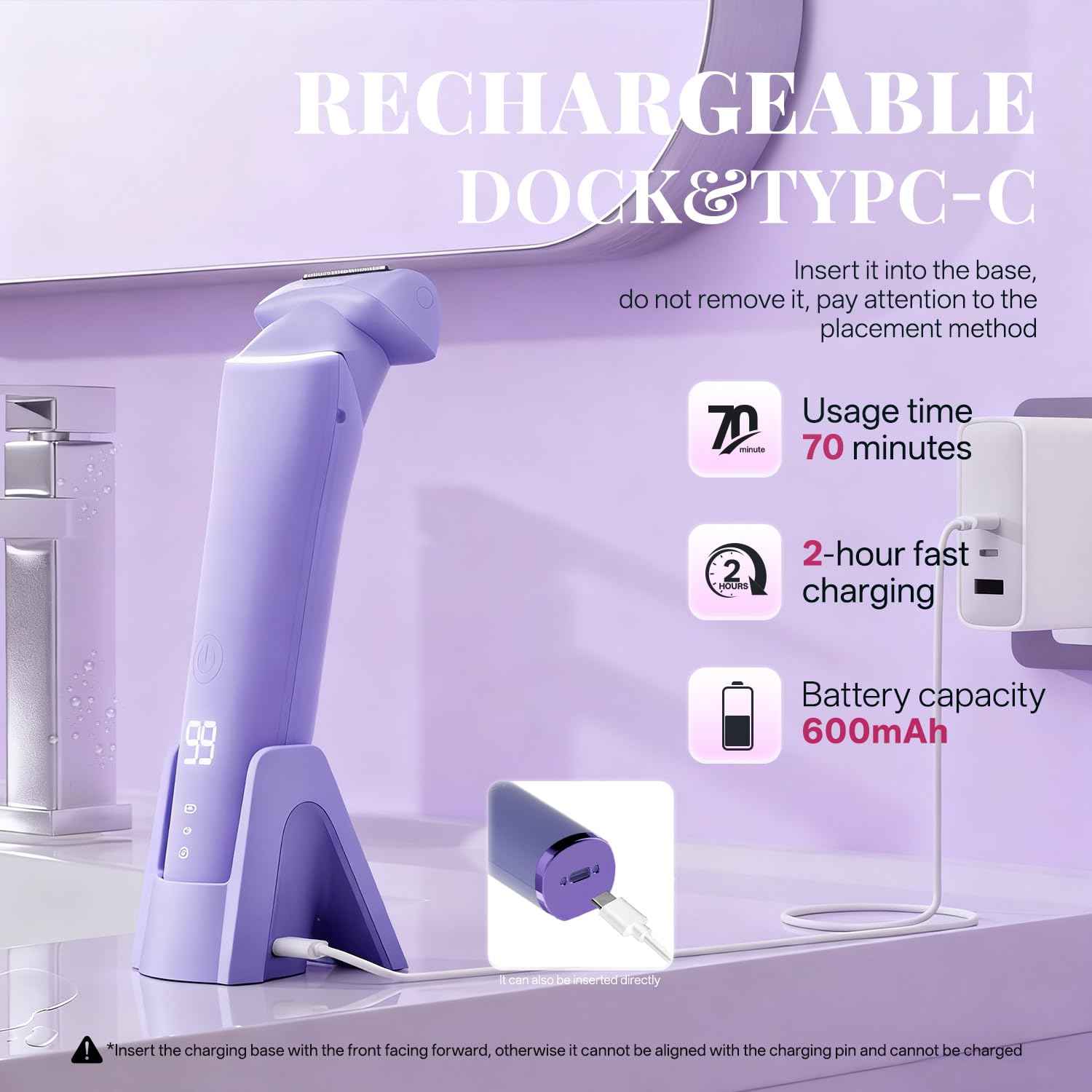 Krofaue Electric Shaver for Women,Rechargeable Bikini Trimmer for Body & Pubic Hair, Wet Dry Women Razor for Legs Underarms Bikini Line, IPX6 Waterproof, LED Display, Travel Lock, Magnetic Charging