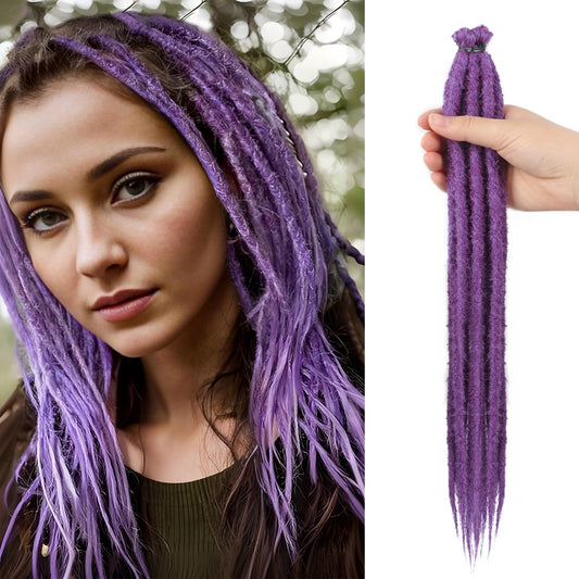 Synthetic Dreadlock Extensions 14inch Pluple Thin DE 0.6cm 10 Strands Hippie Style Dread Dread Braids for Women and Men(14Inch Pluple#)