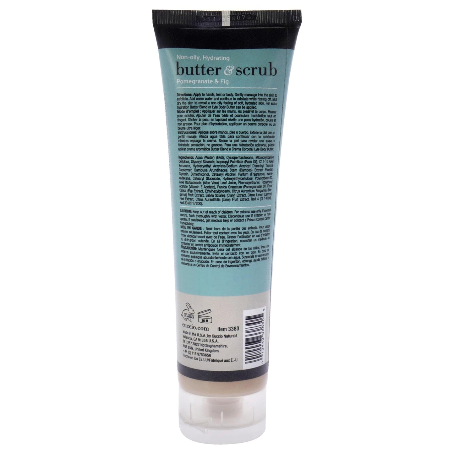 Cuccio Naturale Butter Scrub - Exfoliates And Hydrates - For Softer, Radiant Looking Skin - Infuses Moisture Into Dry Skin - Non-Oily 24 Hour Hydration - Creamy - Pomegranate And Fig - 4 Oz