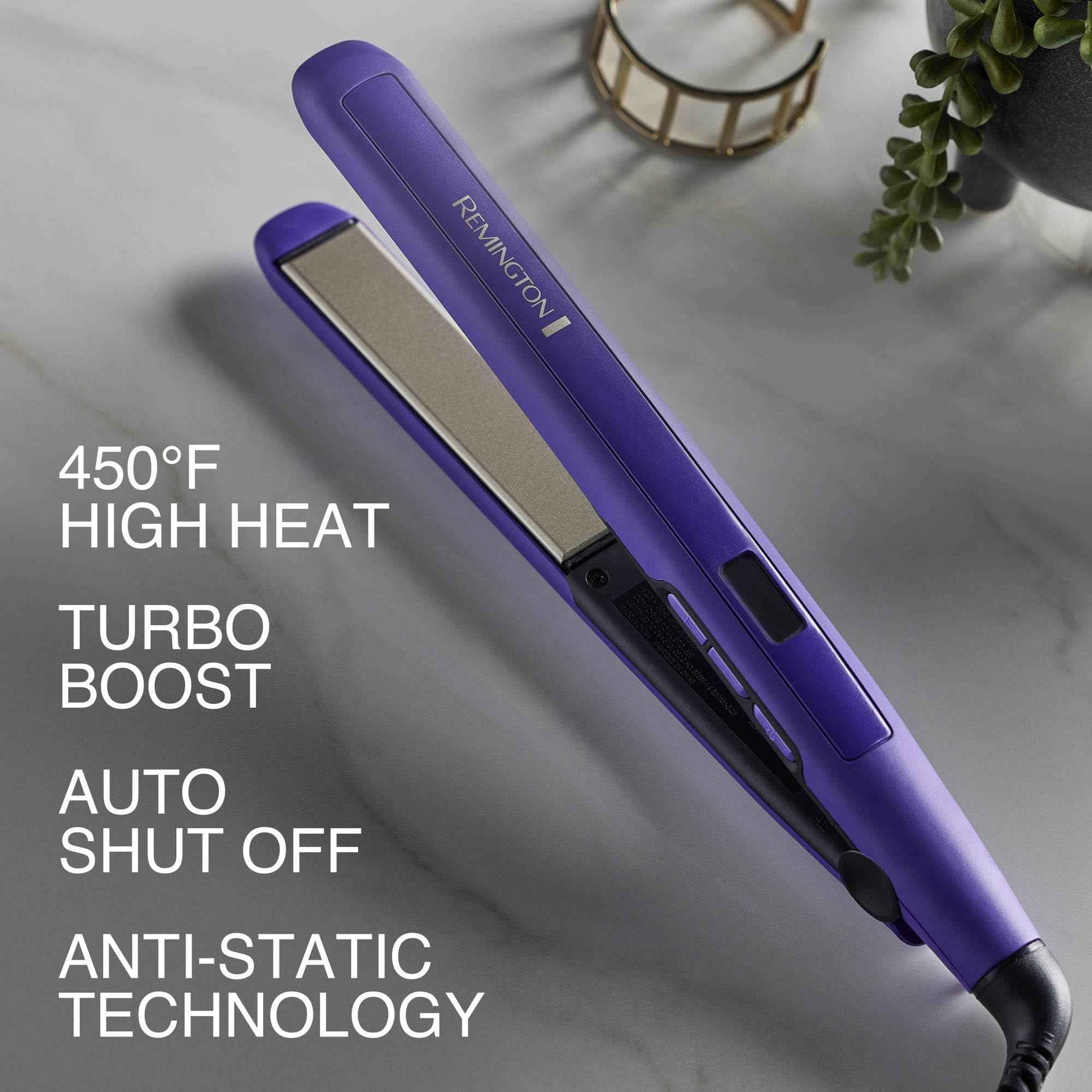 Remington 1" Flat Iron, Hair Straightener with Anti-Static Technology, 30-Second Heat Up & 60 Minute Auto Shut-Off, 30% Longer Ceramic Floating Plates, Titanium + Ceramic Coating