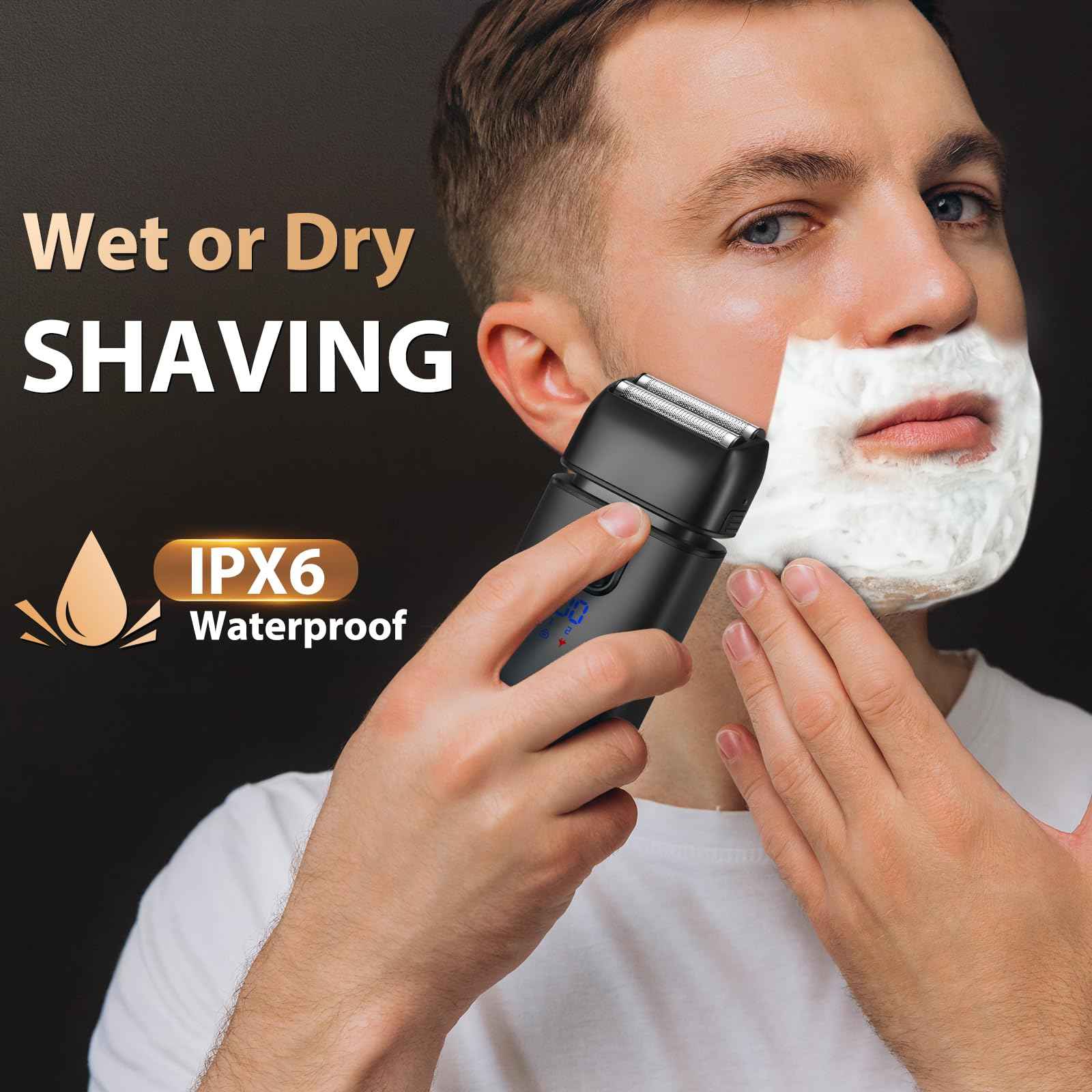 Haosens Electric Foil Razor for Men, Electric Shavers with Pop-Up Trimmer Rechargeable - 2-Speed Adjustable, Travel Lock, 120 Mins Runtime, Double Floating Blades for Men's Face Close Shaving (Black)