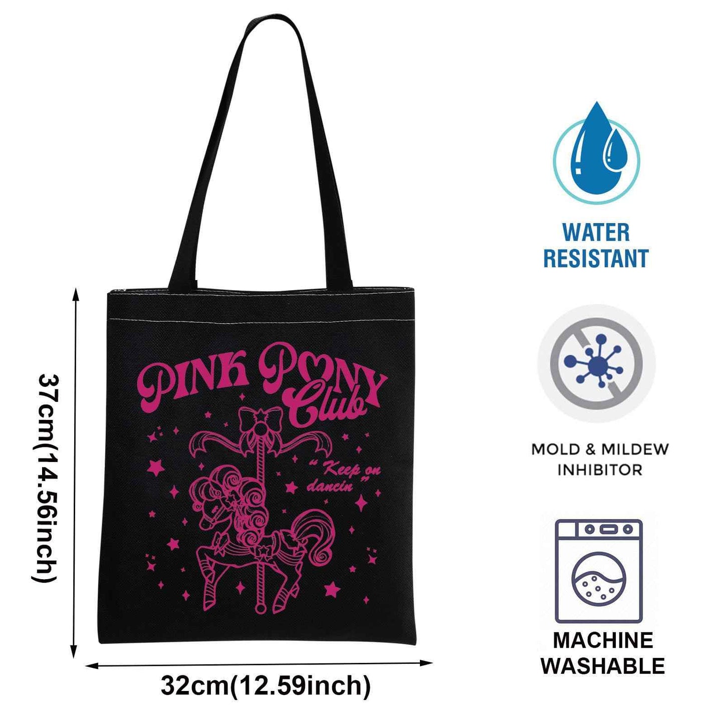 TOBGBE Singer Music Lover Gift Midwest Princess Pink Pony Club Shopping Bag Singer Fan Lyrics Music Concert Merch (West Club BK)
