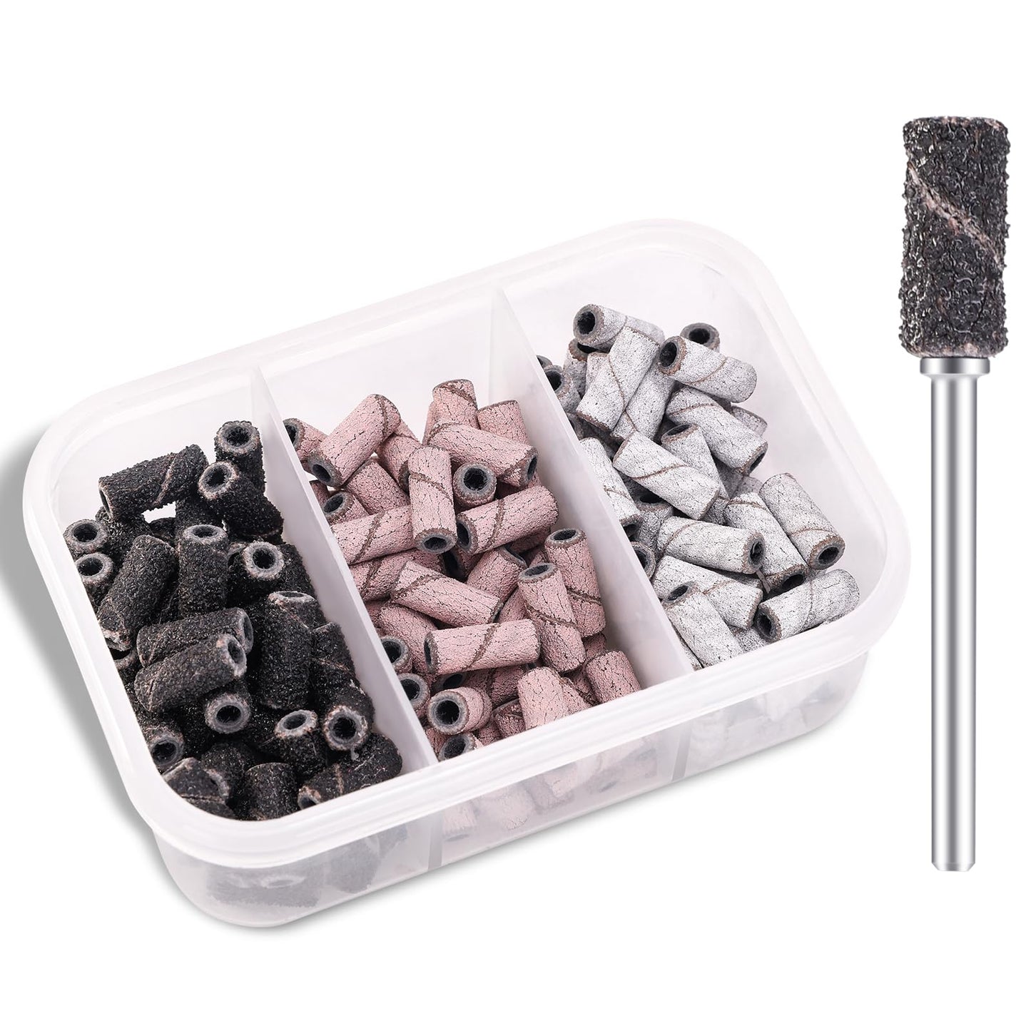 Pet Baby Small Sanding Band Nail Drill Bits, 150pcs Mini Cuticle Sanding Files with Upgrade 3.1mm Mandrel Bit, 240 180 80 Grit for Nail Prep Smooth Remove Gel Polish, Manicure DIY Nail Tech Supplies