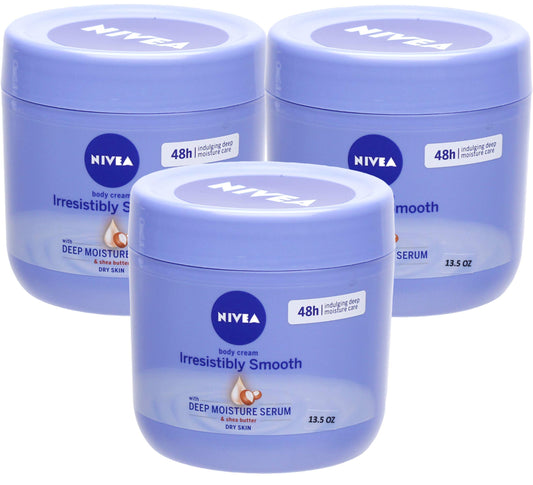 Nivea Irresistibly Smooth Body Cream - 13.5 Fl Oz / 400 mL x 3 Pack