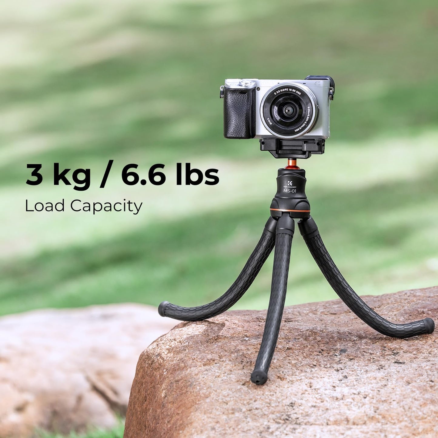 K&F Concept Mini Tripod Stand, Flexible Camera Cellphone Tripod with Bluetooth Remote, 1/4'' Screw with Phone Holder&Cold Shoe, 6.6lbs Max Load Compatible with Smartphone/Canon Nikon Sony Camera