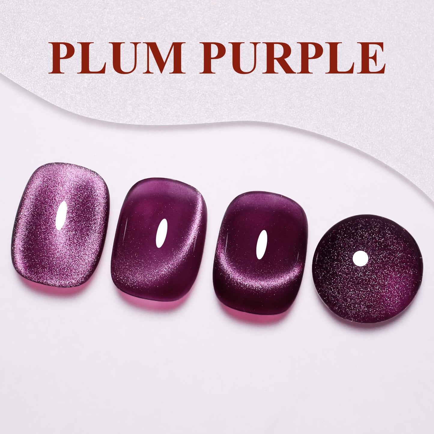 Cat Eye Gel Nail Polish, 0.5 Fl Oz Plum Purple Magnetic Gel Nail Polish With Magnet UV LED Holographic Glitter Gel Nail Polish Diamond Shimmer Sparkle Gel Polish Nail Art DIY Manicure