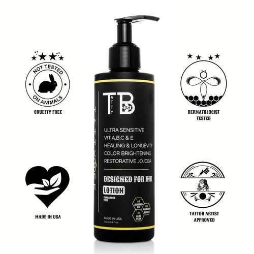 Tattoo Aftercare Lotion – Hydrating Tattoo Moisturizer with Jojoba Oil, Manuka Honey & Vitamins A, B, C & E – Soothes, Heals & Protects Ink – Fast-Absorbing, Non-Greasy – 6.8 fl oz
