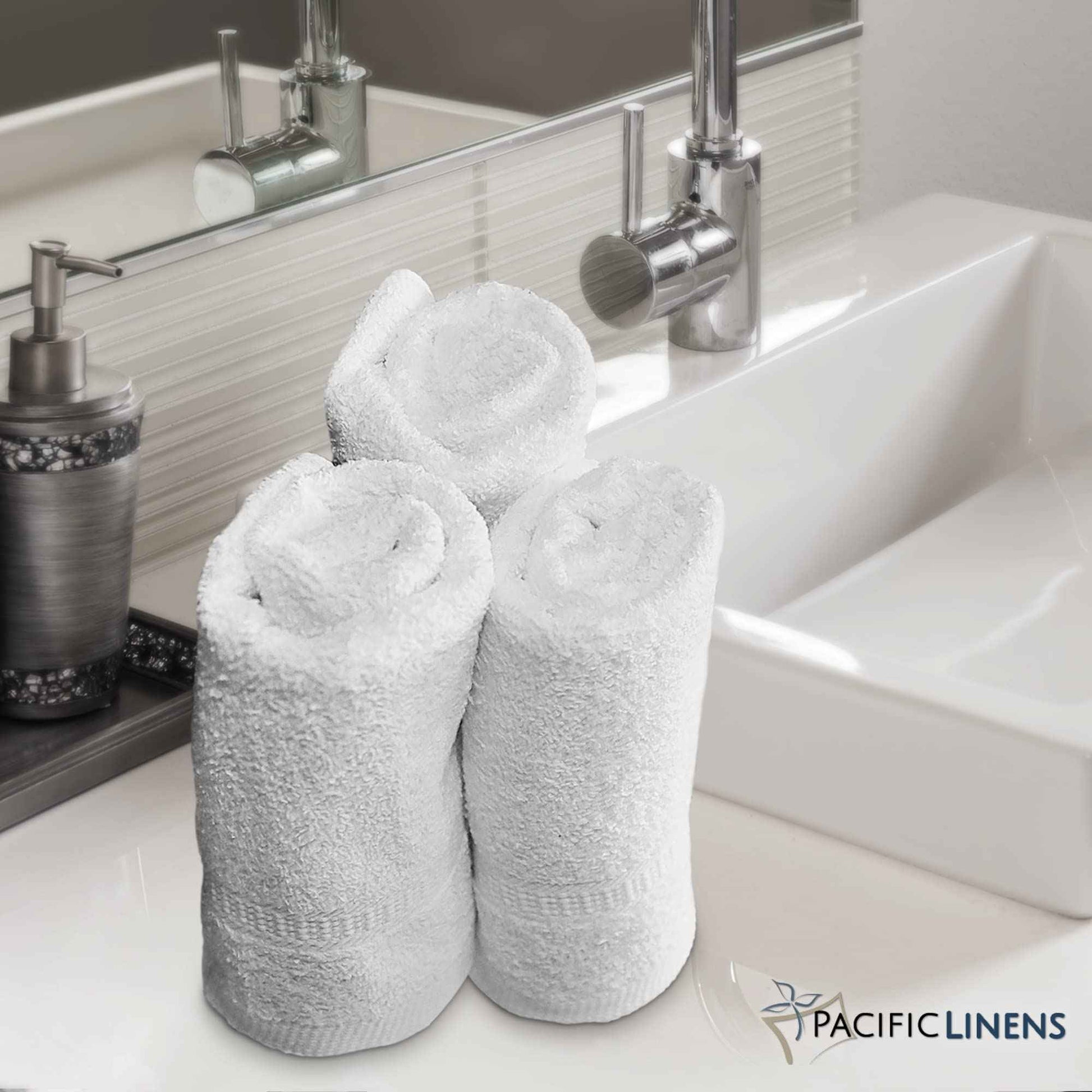 Pacific Linens Washcloths Towels, 100% Cotton, 13x13 inch Face Fingertip Towel for Bath and Kitchen Use - Wash Cloths, 12PK