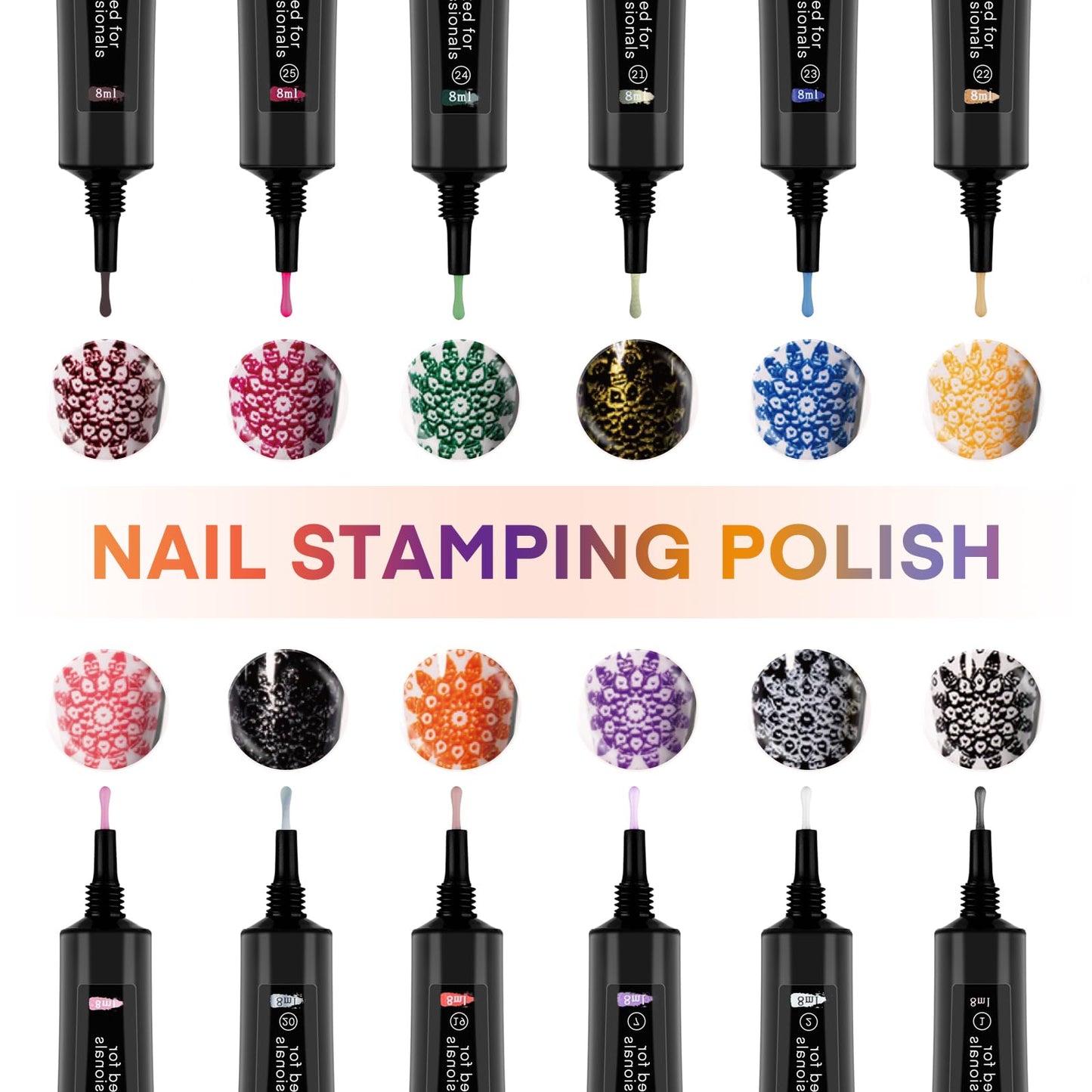 Nail Stamping Polish, 12 Colors Stamping Gels Stamp Nail Polish Gel for Stamp Nail Art Nail Stamp Plate Stamper Manicure