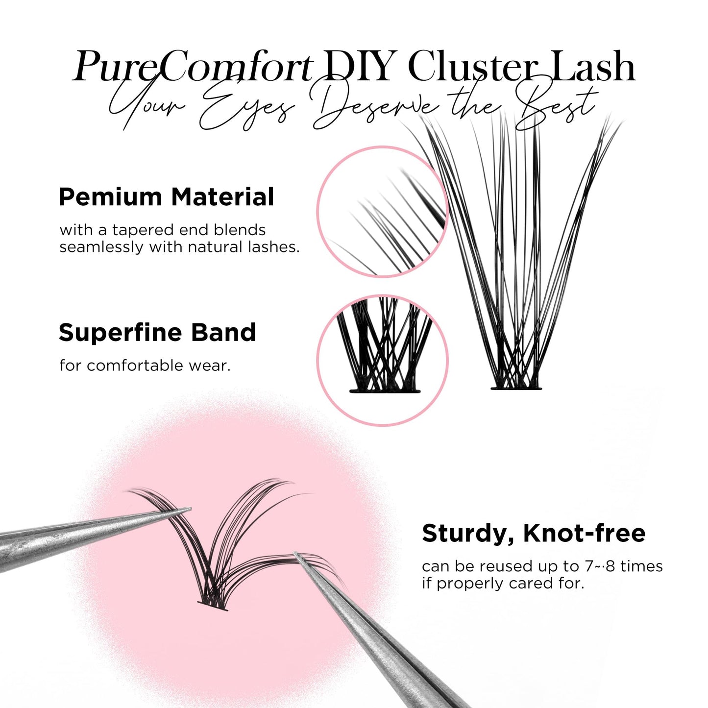 BEYELIAN Lashes Clusters D Curl 280pcs 9-16mm Cluster Lashes Dense Look DIY Eyelash Extensions Super Thin Band & Soft Lashes Reusable Mixed Tray Volume False Lashes (40D)