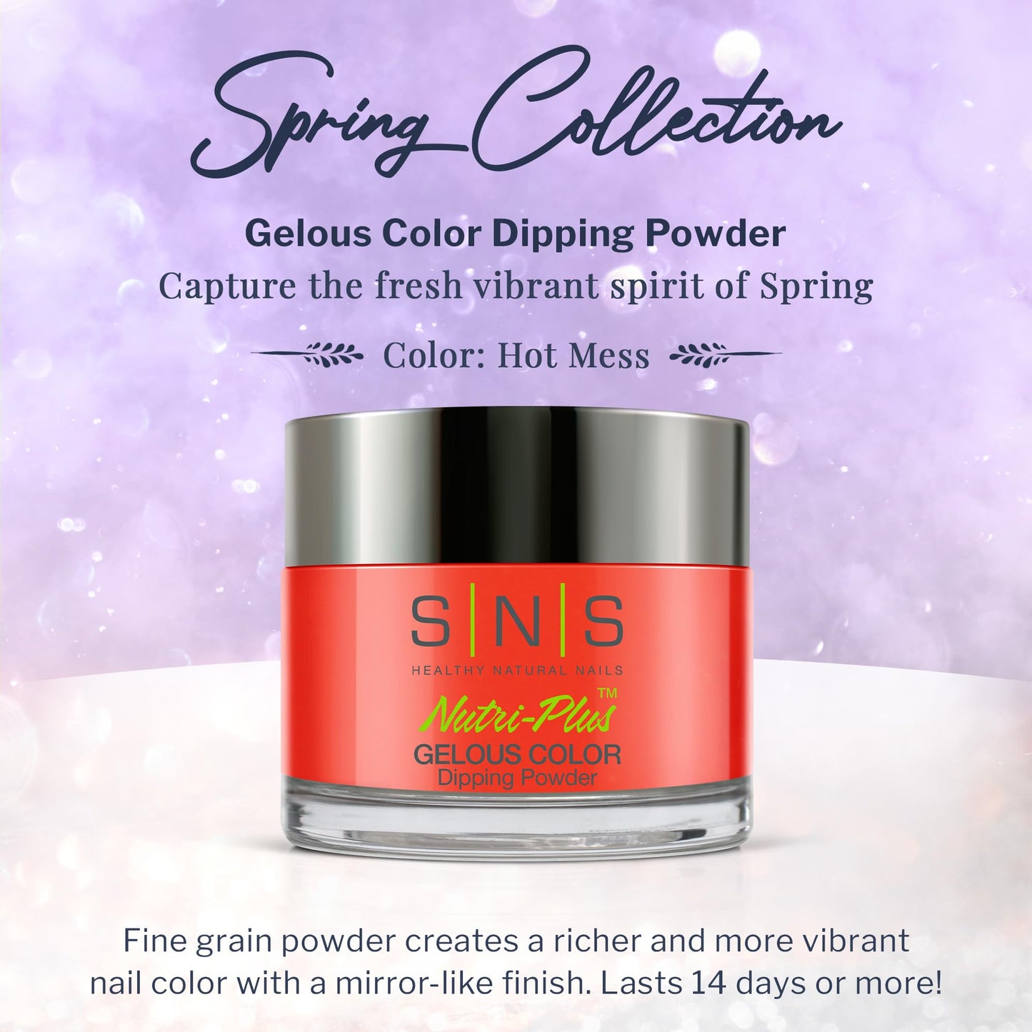 SNS Nail Dip Powder, Gelous Color Dipping Powder - Hot Mess (Red/Orange, Cream) - Long-Lasting Dip Nail Color Lasts 14 Days - Low-Odor & No UV Lamp Required - 1 OZ