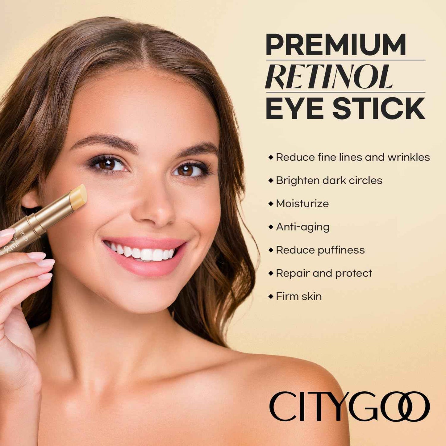 CITYGOO Retinol Eye Stick With Collagen, Hyaluronic Acid For Dark Circle, Under Eye Cream Anti Aging, For Puffiness and Bags Reduces Fine Lines