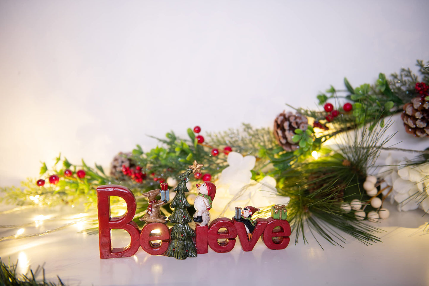 Newman House Studio Believe Sign Christmas Decor Tabletop - Christmas Holiday Figurine Christmas Decorations 8.5 * 1.5 * 4 Inch