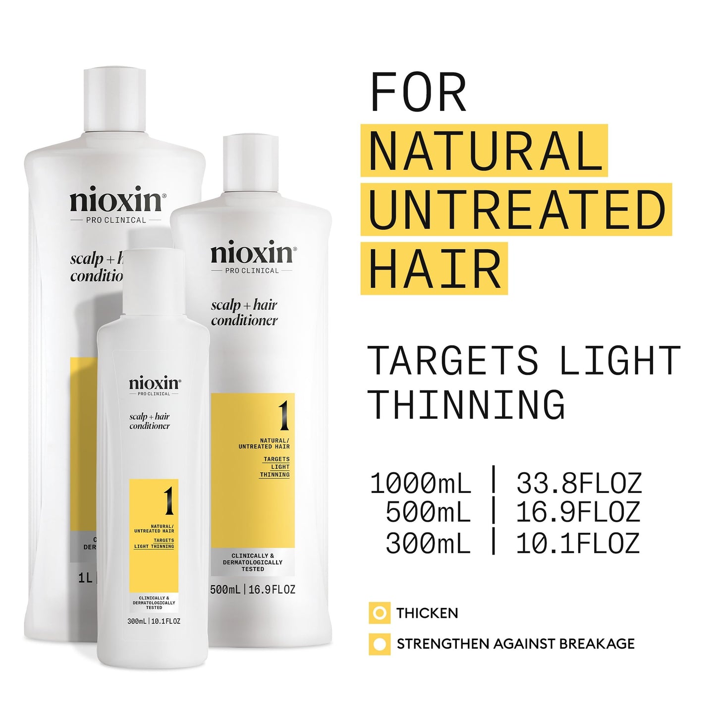 Nioxin Scalp + Hair Thickening System 1 Conditioner, For Natural Hair with Light Thinning, 16.9 fl oz (Packaging May Vary)