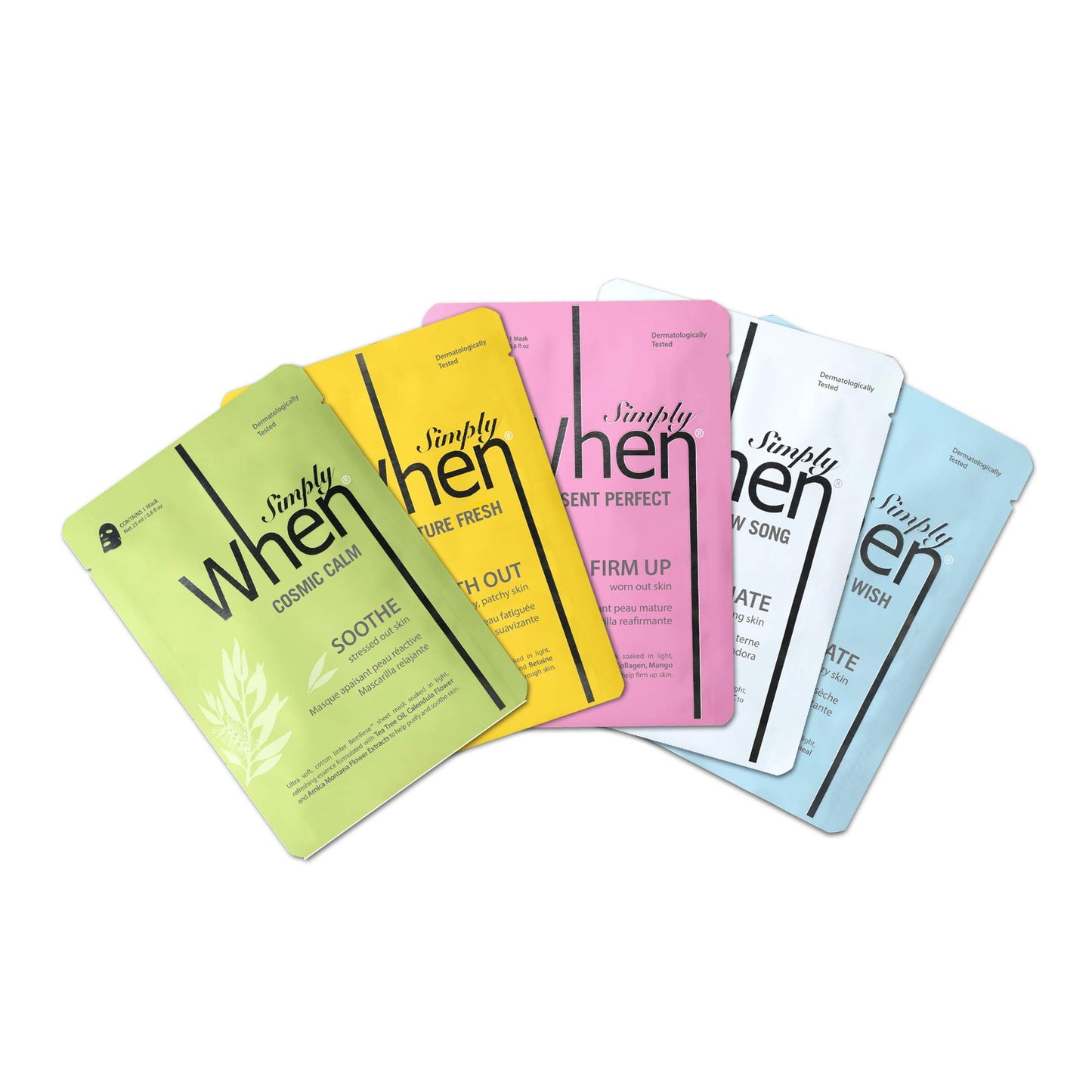 Simply When Ultra-Soft Cotton Linter Facial Sheet Mask (Assorted) (5 PACK)