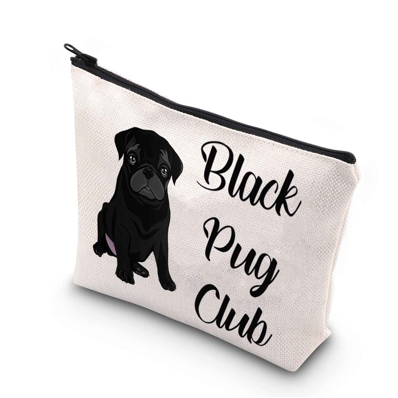 TSOTMO Pug Lover Gift Zipper Pouch Makeup Bag - Black Pug Club Puppy Love