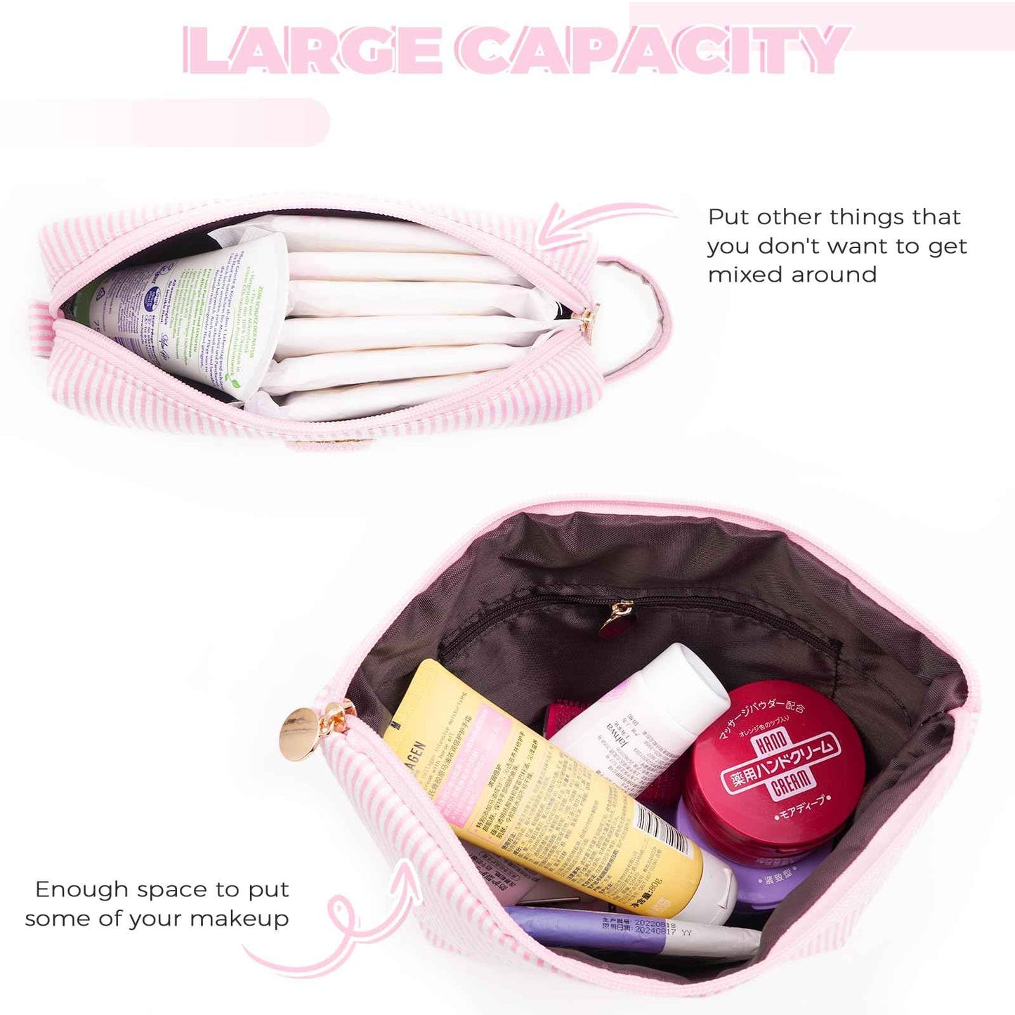 Btffitting Birthday Christmas Gifts for 10 11 12 13 14 15 16 17 18 Years Old Girl,Stocking Stuffers Makeup Bag Cosmetic Bag Set,Teen Girls Teacher Gift Trendy Stuff Toiletry Bag for Women - Pink,A