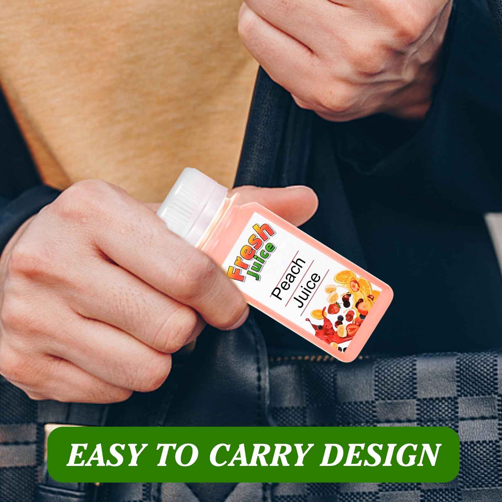 IWOLOMI 100 Pack 2 oz Small Plastic Shot Bottles with Caps Ginger Shots Bottles for Liquids, Reusable Clear Juice Containers with Scale, Funnels, Stickers for Ginger, Liquids, Beverages