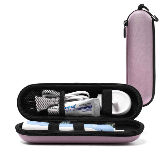 Nincha Compact Electric Toothbrush Travel Case, EVA Protective Storage Bag for Philips Sonicare/Oral-B, Waterproof Portable Carrying Case with Mesh Pocket & Elastic Bands (Smoky Pink)