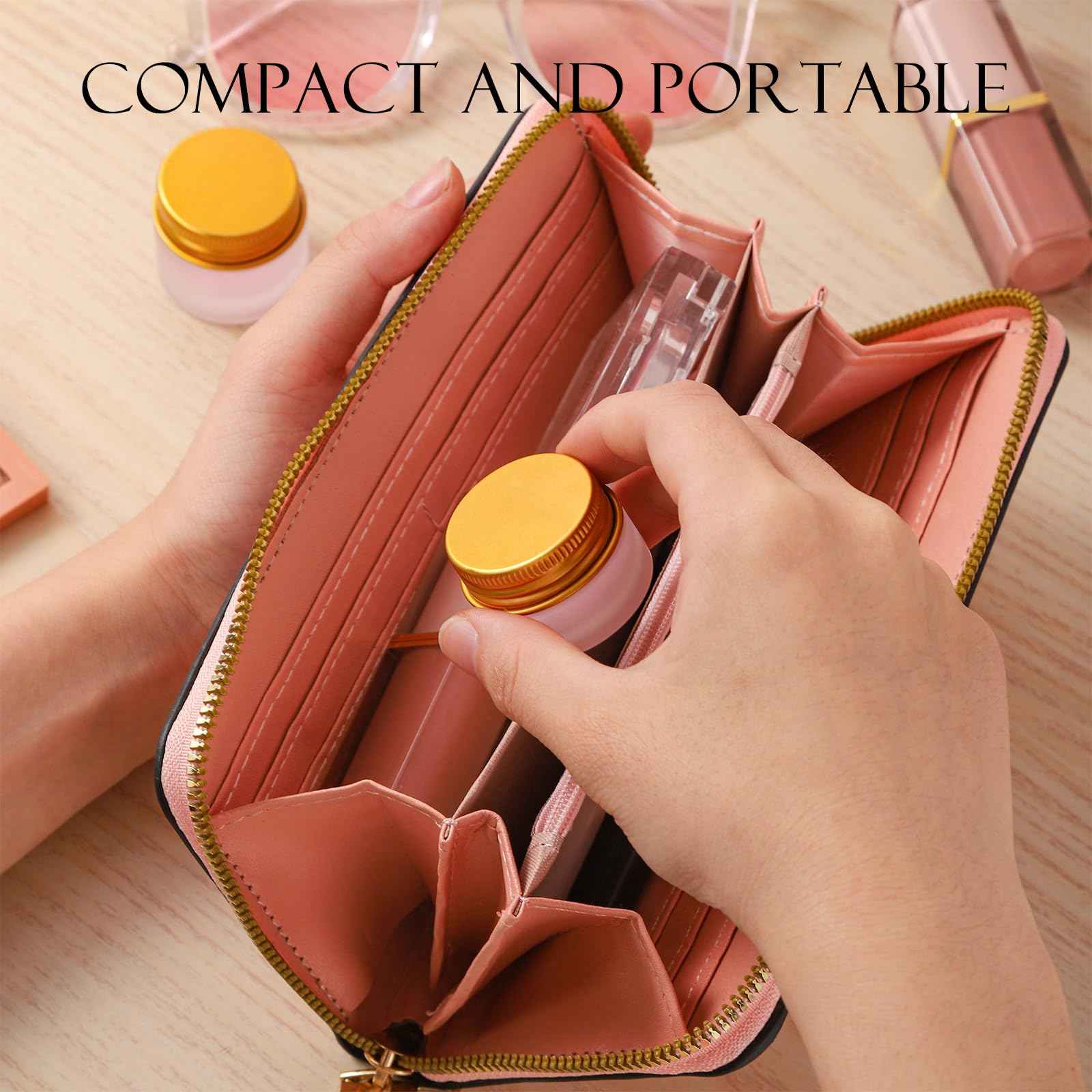 RAMFIYN 24 pack 10ml Frosted Glass Jars with Gold Lids Small Empty Travel Lotion Containers with Inner Liner Airtight Cosmetic Holder with Labels for Lip Balm Creams Body Butter