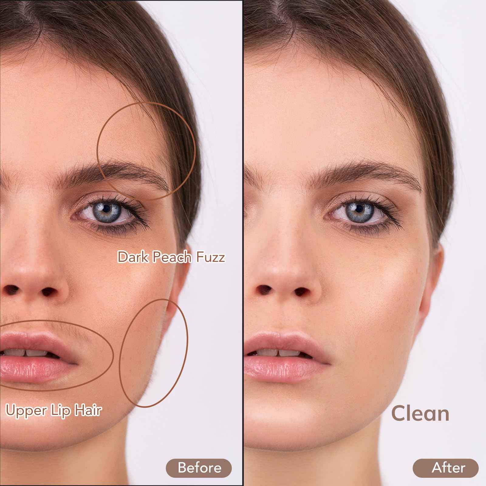 PELCAS Electric Dermaplaning Tool for Face with LED Light, Mini Facial Dermaplaning Razor Kit, Painless 3 Speeds Facial Peach Fuzz & Hair Removal at Home for Women with 6 Blades Off White