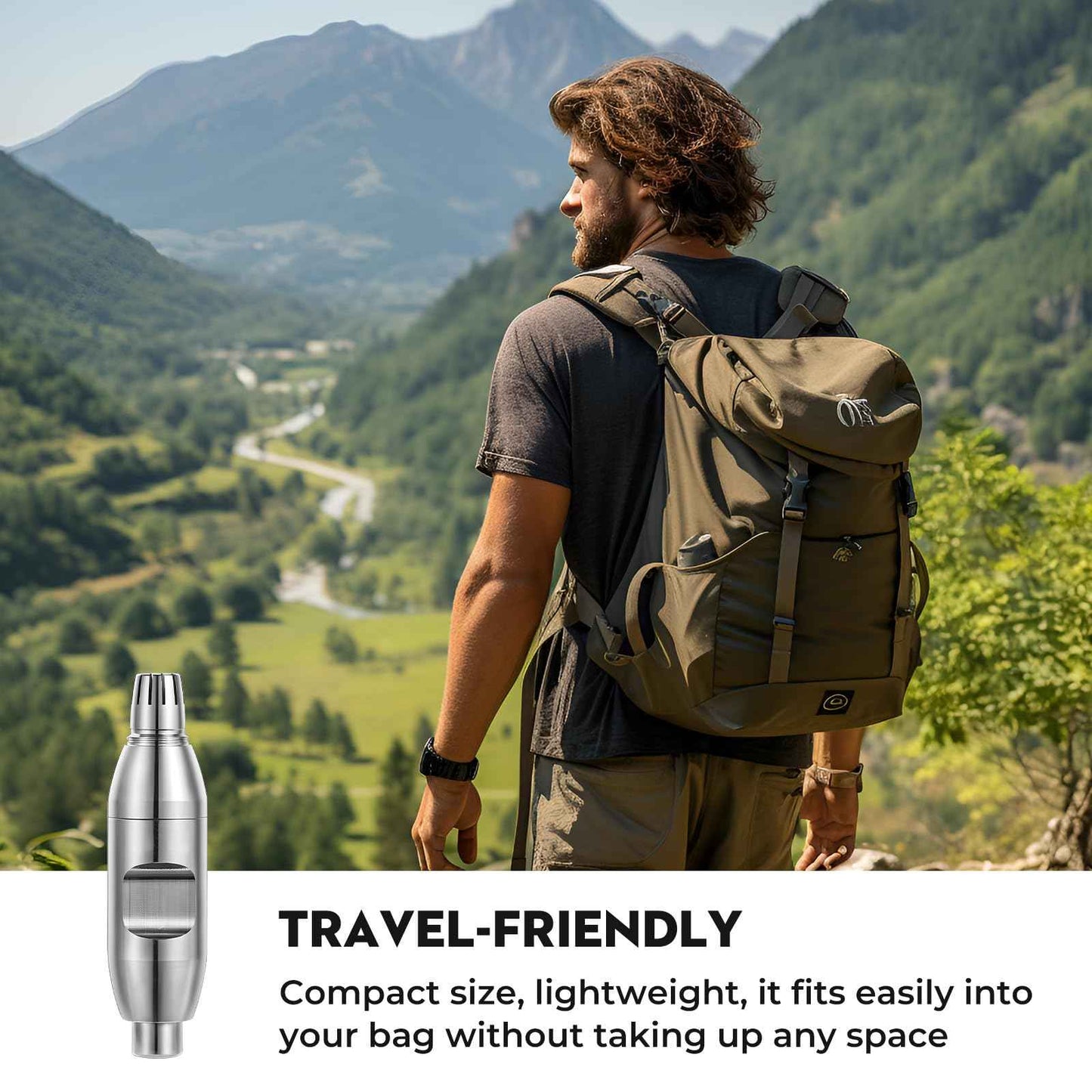 SUERBEATY Manual Nose Hair Trimmer for Men, Battery-Free, 304 Stainless Steel with R-Type Blades, Silent, Waterproof & Travel-Friendly, Painless Grooming for Daily/Office/Travel