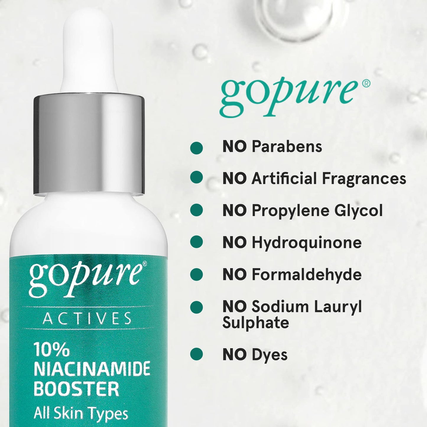 goPure 10% Niacinamide Serum Booster - Redness Reducing Skin Care, Reduces the Look of Skin Discoloration and Large Pores in Soothing Formula with Natural Extracts to Even Skin Tone - 1 fl oz