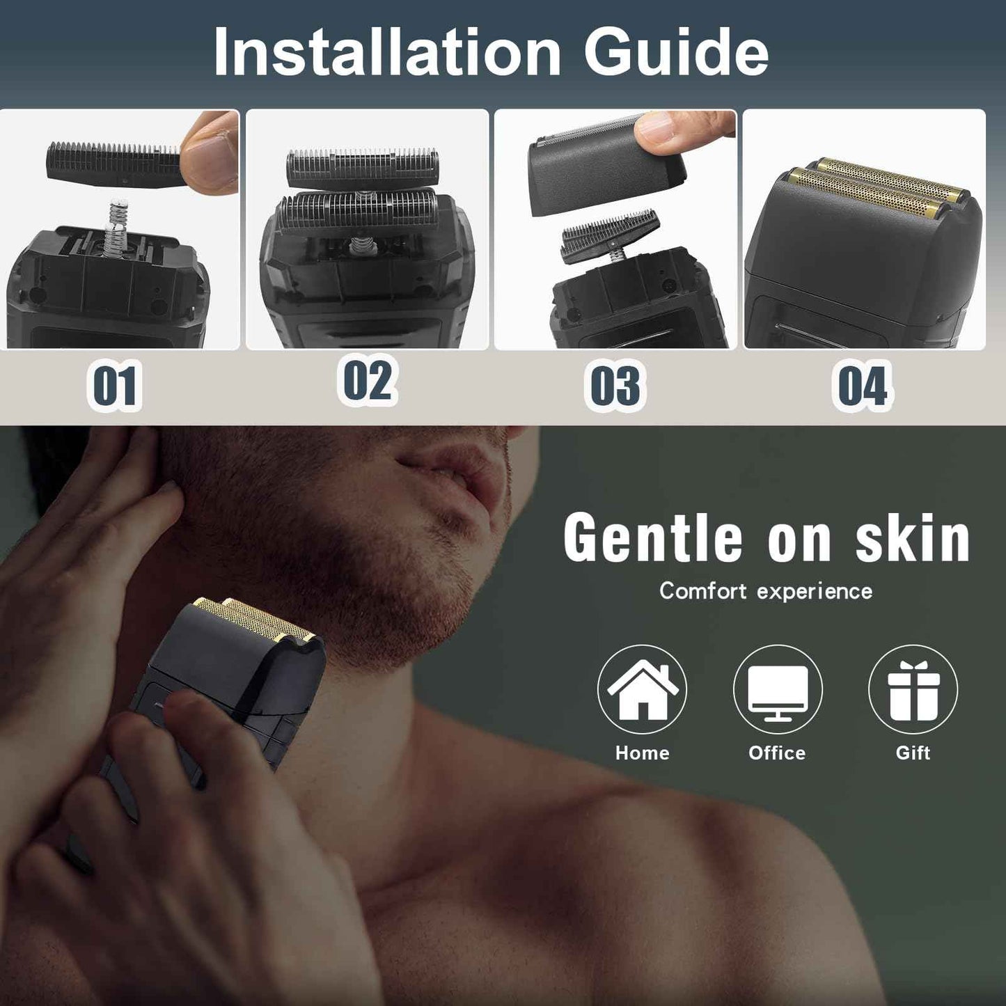 Shaver Foil Head Cutter Bar Replacement,Compatible with Wahl 5 Star Series Vanish Shaver 8173-700,High Performance Shaving Accessorie, Black (2 Pack)