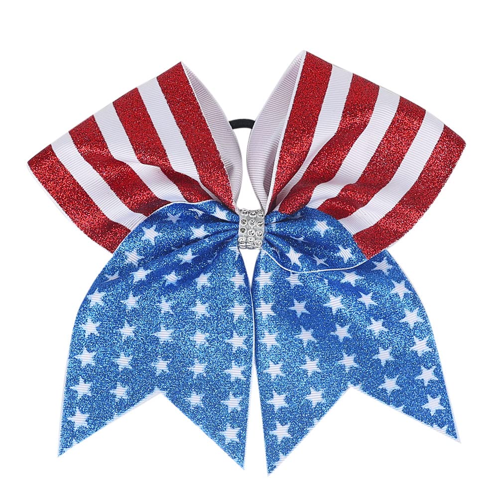 Independence Day Ponytail Holder Girls Cheer Bow Hair Rope Holiday Hair Ring Tie JHN33 (2 Pcs-Set C)