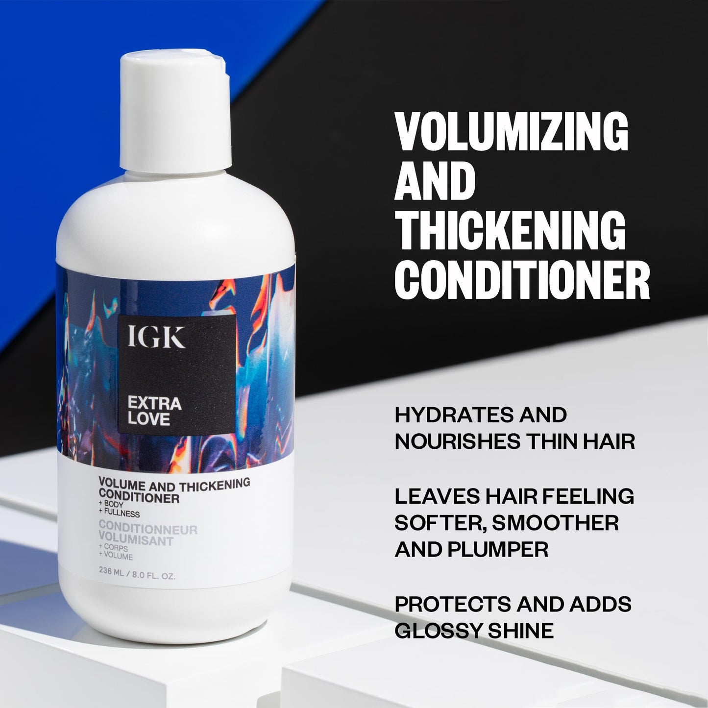 IGK EXTRA LOVE Volume & Thickening Conditioner | Lightweight + Supports Scalp + Balance Oil | Vegan + Cruelty Free | 8 Oz