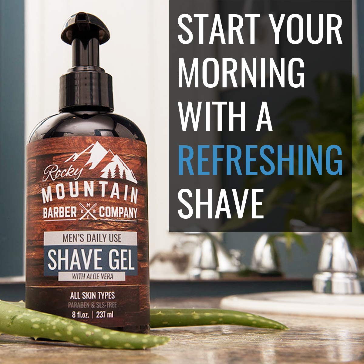 Men's Shave Gel - Clear Shaving Gel So You Can See Where You Are Shaving – For Full Shaves and Tightening Beard Lines - 8oz by Rocky Mountain Barber Company