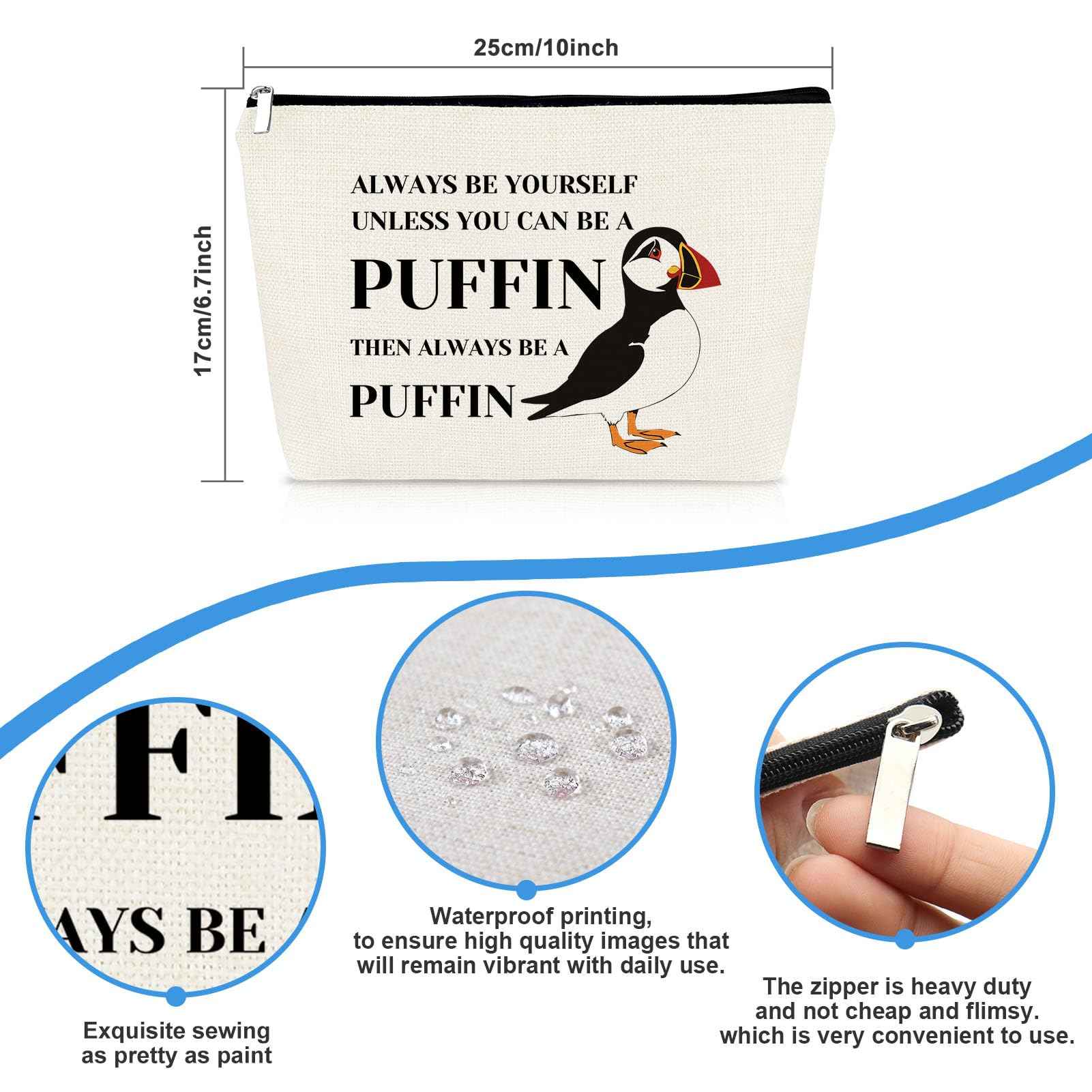 Puffin Gifts Puffin Bird Lover Gift Cosmetic Bag Animal Lover Gift for Women Makeup Bag Birdwatcher Gifts Seabird Gift Idea Christmas Birthday Graduation Gift for Daughter Friends Sister Travel Pouch