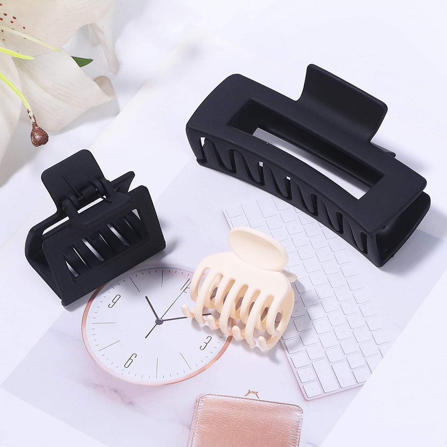 15Pcs Matte Nonslip Hair Claw Clips-Large Rectangle Claw Clips for Thick Hair Small Square Claw Clips Small Hair Clips for Thin Hair Accessories for Women and Girls