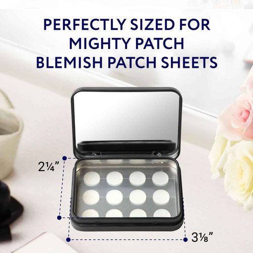 IMPRESA Zit Patches Storage Case - Matte Black Metal - Compact Organizer With Built-In Mirror - Travel-Friendly 2-Pack