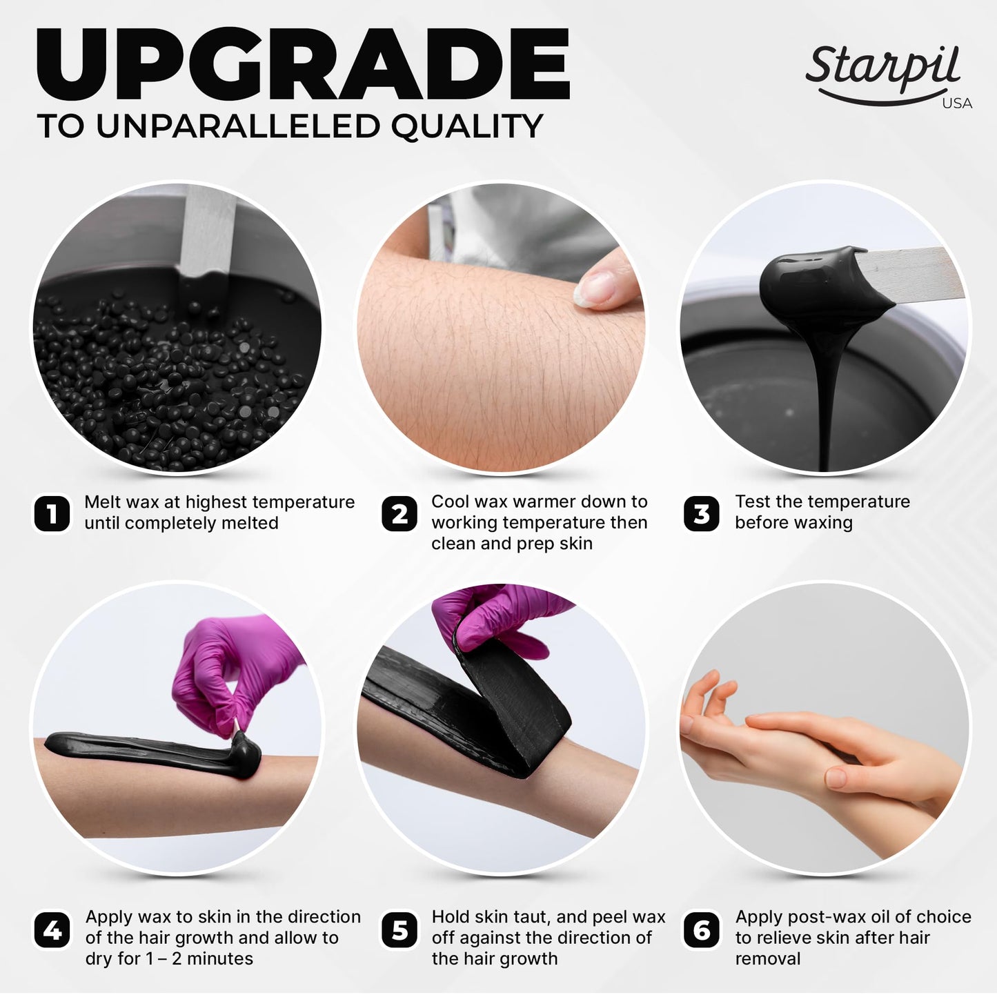 Starpil Wax 500g / 1.1 lb Rosin Free Black Hard Wax Beads for Painless Hair Removal, Strip less Body Wax Beans, Polymer Blend Bikini Wax for Face, Coarse Hair Removal Wax Beans for Sensitive Skin