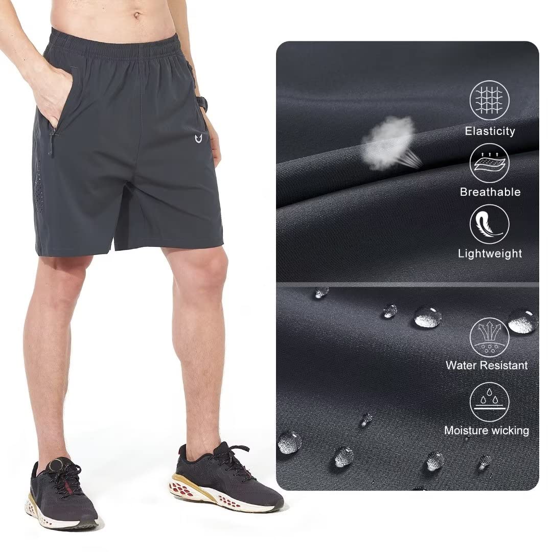 NORTHYARD Men's Athletic Running Shorts Quick Dry Workout Shorts 7"/ 5"/ 9" Lightweight Sports Gym Basketball Shorts Hiking Exercise Darkgrey XS